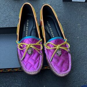 Kurt Geiger Women's Pink and Gold Loafers